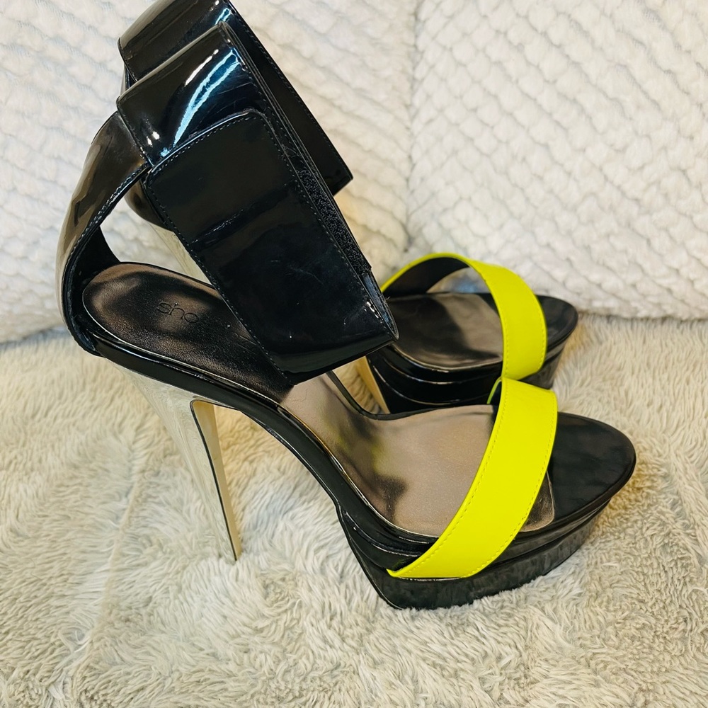 Neon Yellow and Black Heels